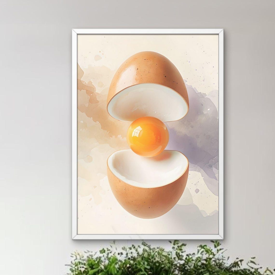 Egg Fried Wall Art Minimalist Kitchen Decor Food Illustration Breakfast Poster