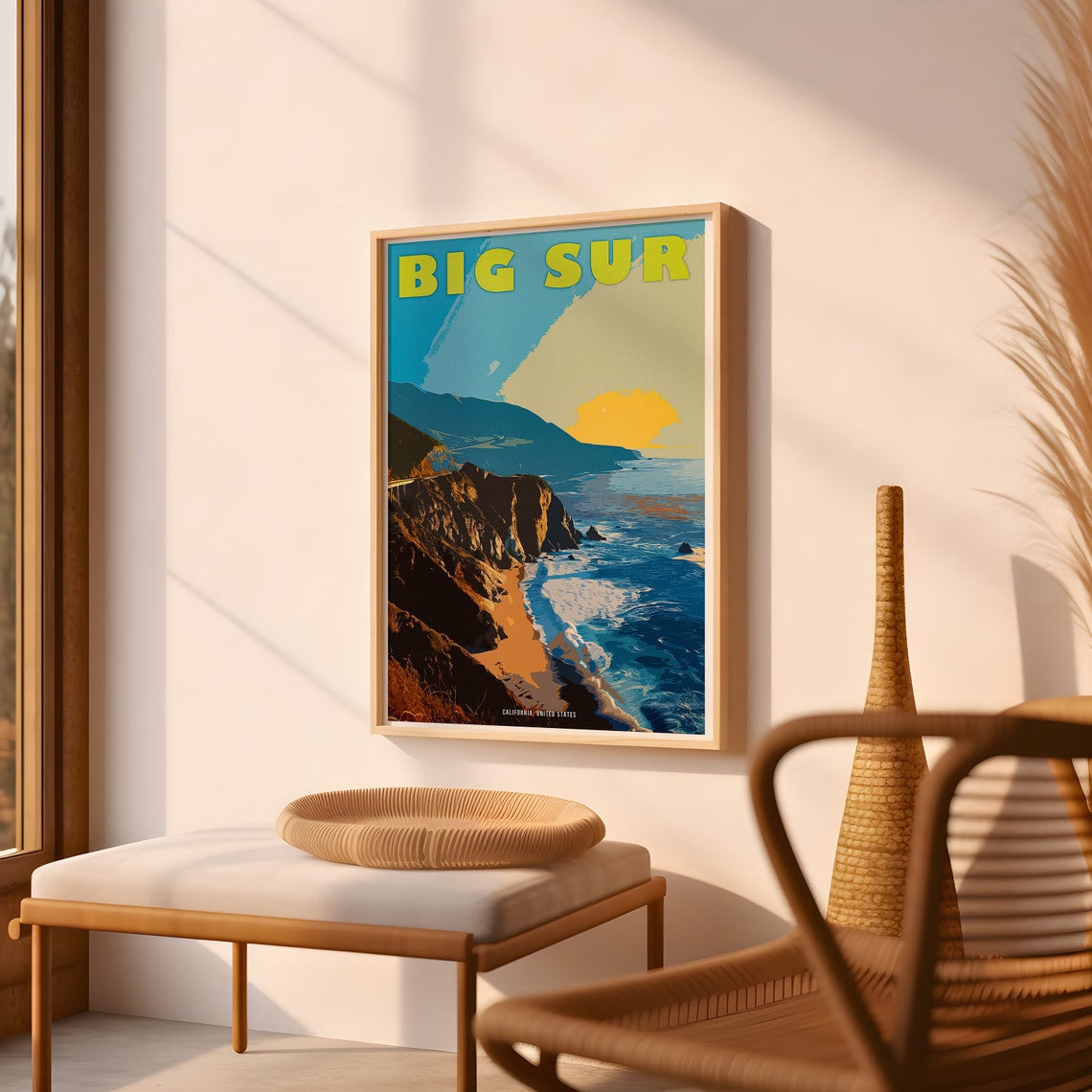 Big Sur Highway Retro Travel Poster California Art Usa Poster Surfing Usa Print Vintage Usa Travel Poster Big Sur California - Image 2