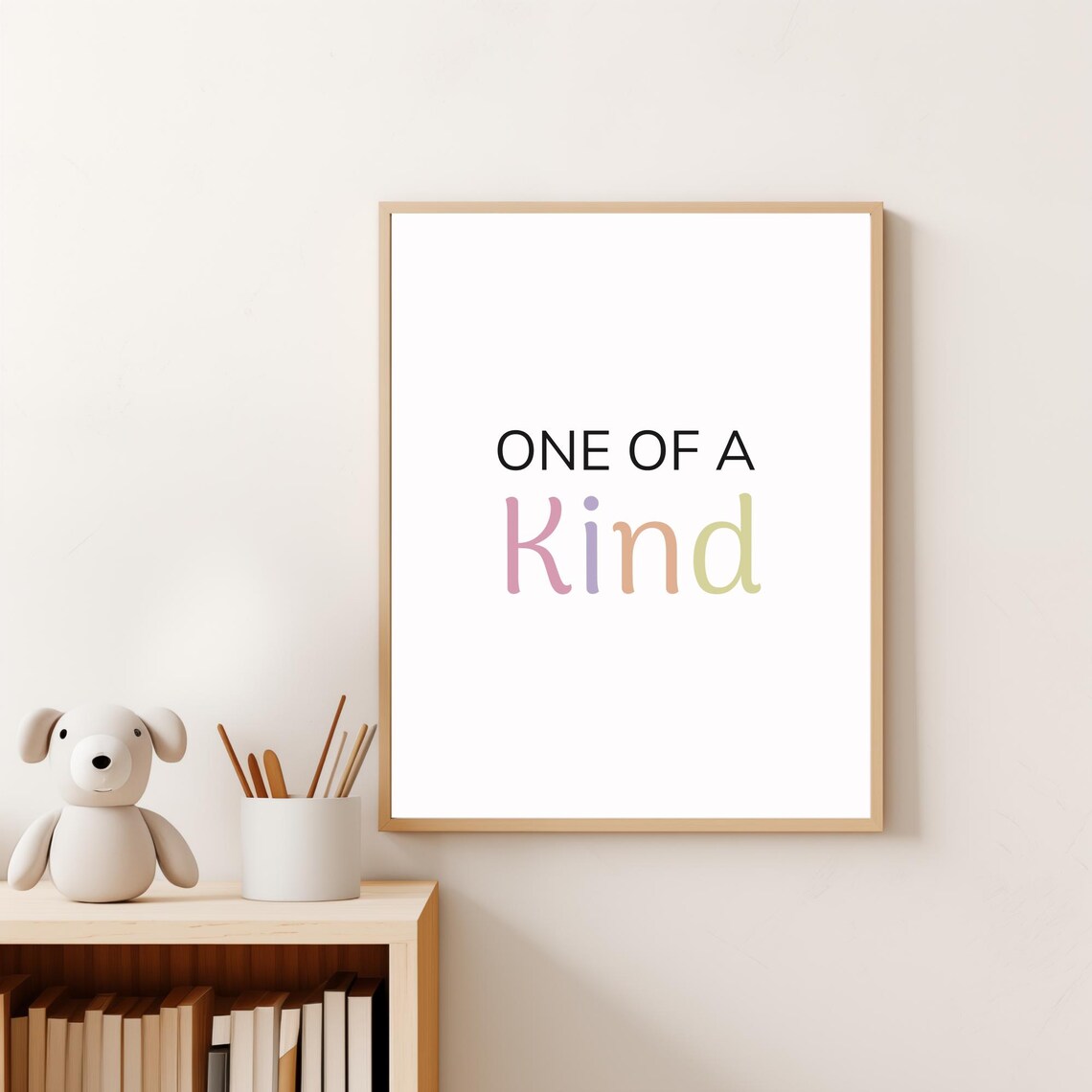 One Of A Kind Pastel Quote Nursery Minimalist Wall Art Poster - Image 3