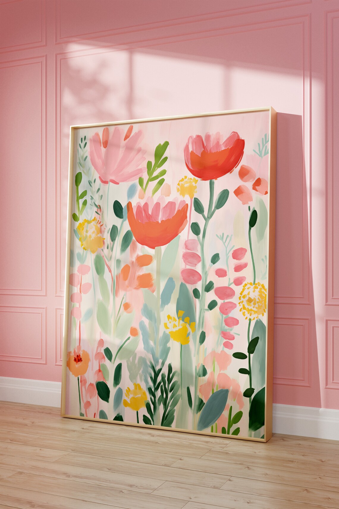 Bright Abstract Flower Botanical Art Print, Modern Floral