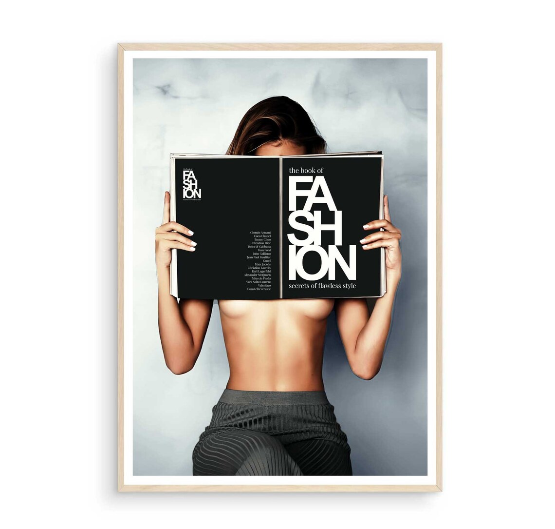 The Book of Fashion Woman Holding Magazine Minimalist Art Print - Image 4