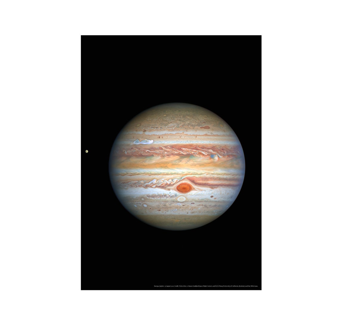 Jupiter and Europa Hubble Telescope Planet Photography Poster - Image 2