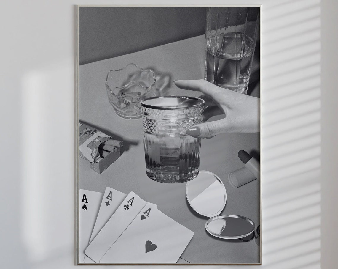 Black And White Poker Night Four Aces Dramatic Photo Art Poster