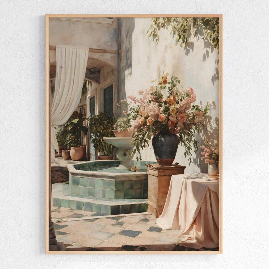 Romantic Floral Courtyard, Mediterranean Home