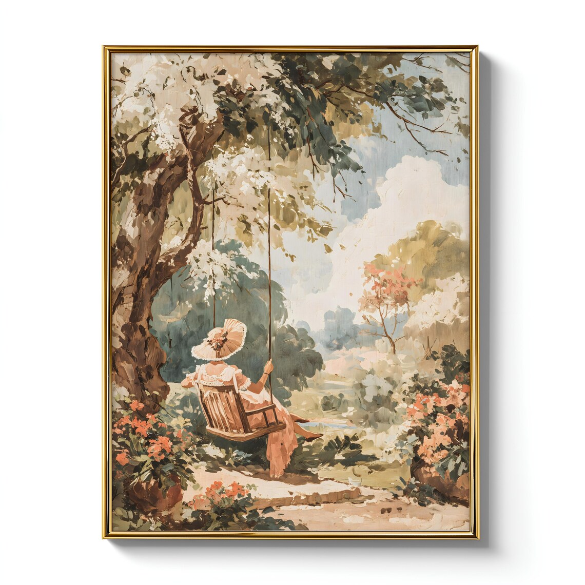 Woman On Swing Beneath Flowering Canopy, Chateaucore