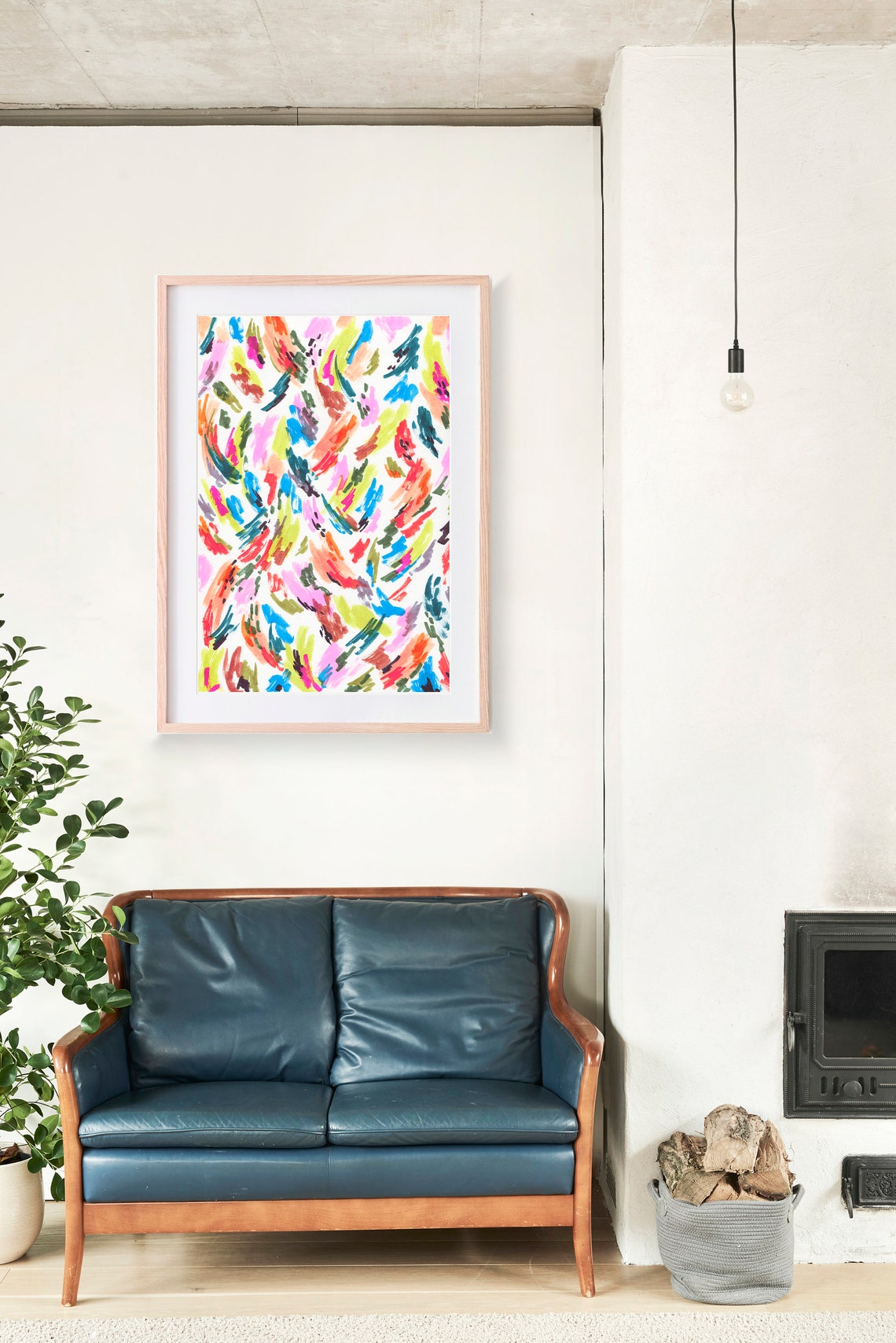 Colorful Abstract Expressive Brush Strokes Playful Confetti Print - Image 3