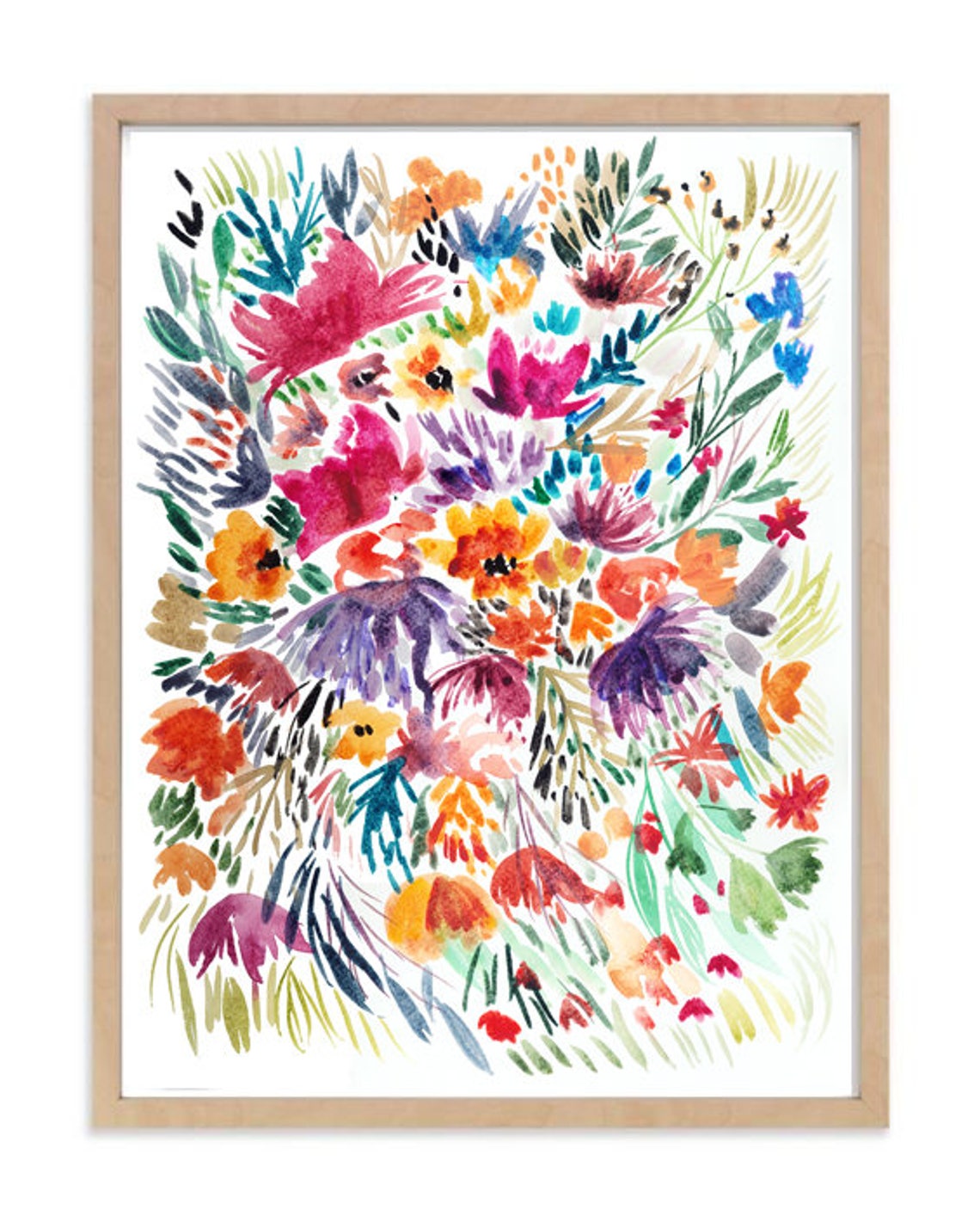 Colorful Wildflower Watercolor Bouquet Bright Garden Bloom Art Print - Image 3