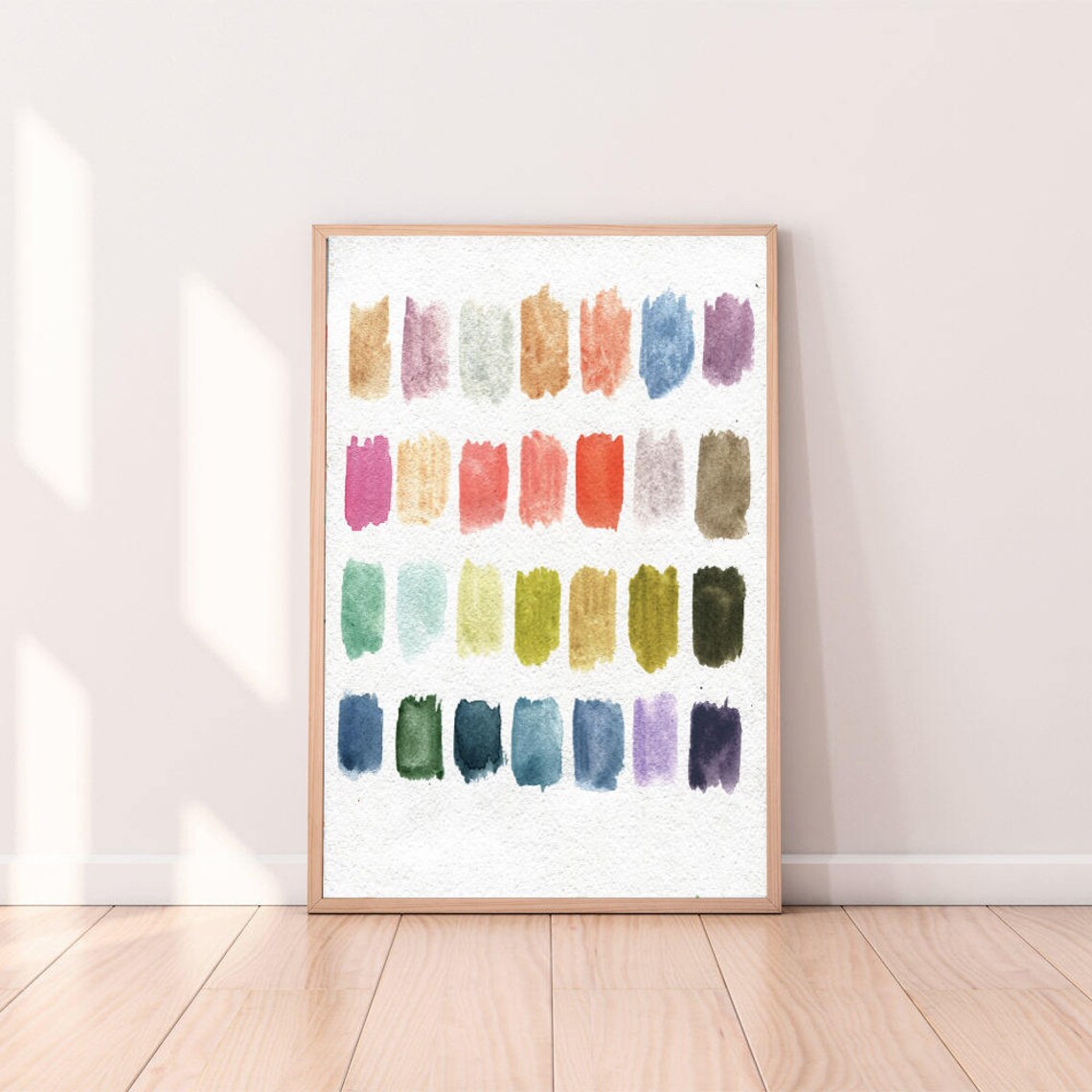 Colorful Watercolor Swatch Chart Brushstroke Rainbow Kids Room Wall Art - Image 2
