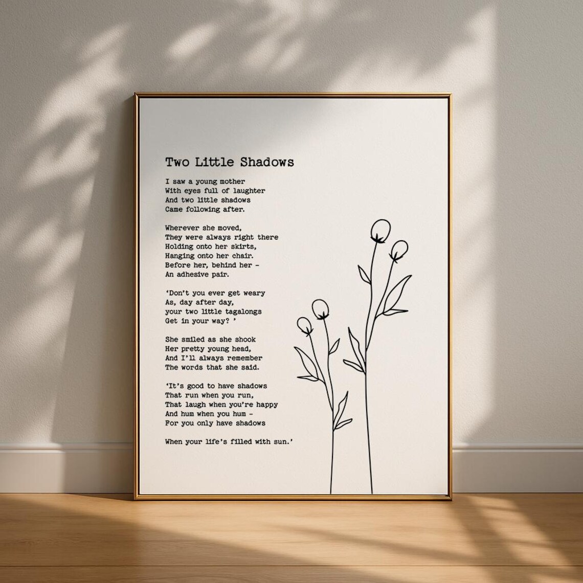 Two Little Shadows Poem About Mother New Mom Art Print