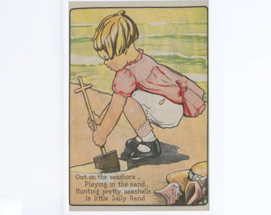 Sally Rand Seashore Seashell Hunting Vintage Children Rhyme Poster