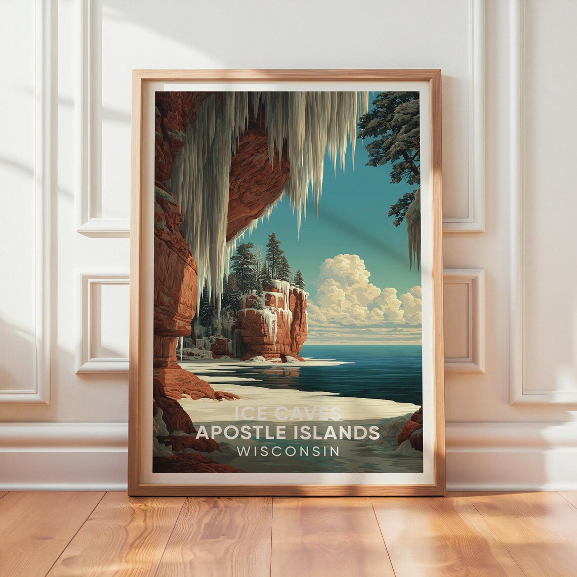 Ice Caves Apostle Islands Wisconsin Winter Lake Superior Travel Poster