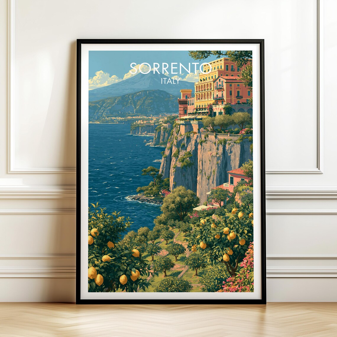 Sorrento Italy Vintage Travel Poster Lemon Groves Cliff Coast