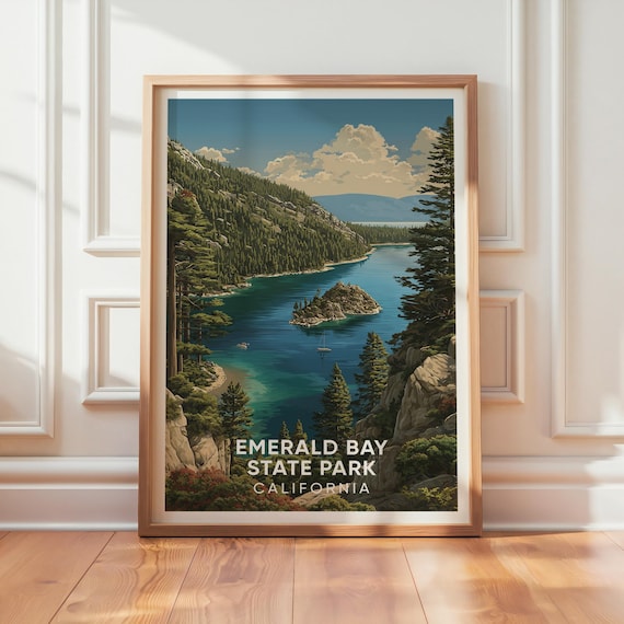 Emerald Bay State Park California Lake Tahoe Vintage Travel Poster