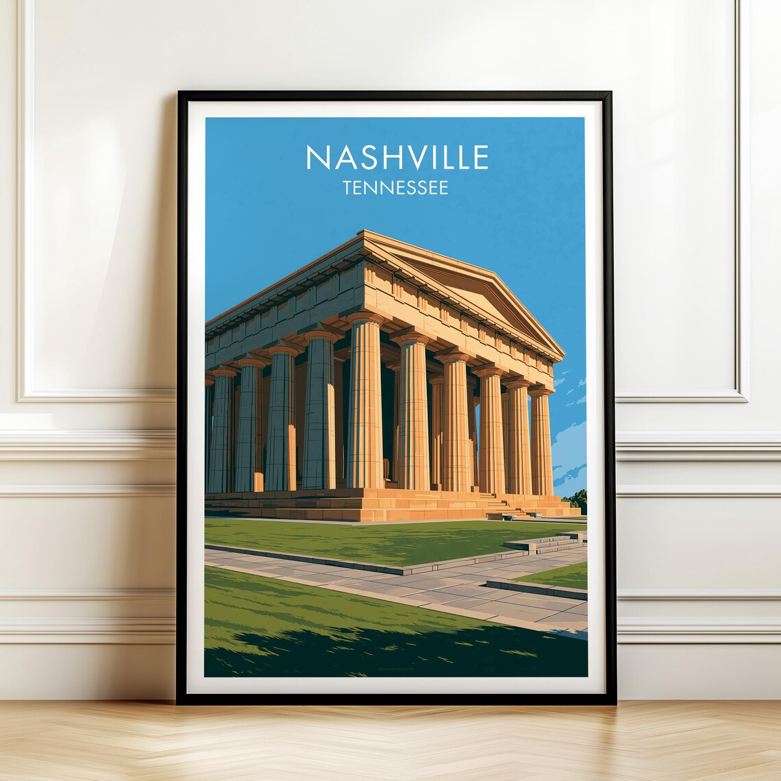 The Parthenon Nashville Tennessee Vintage Travel Poster