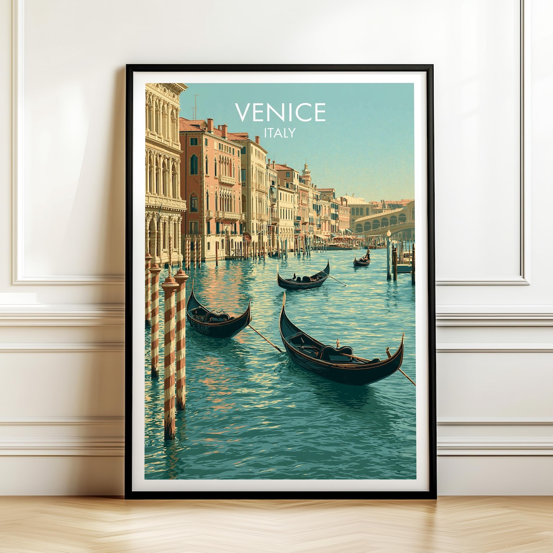 Venice Italy Grand Canal Gondolas Vintage Europe Travel Poster