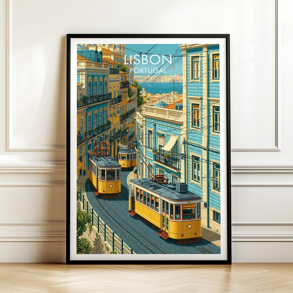 Lisbon Portugal Vintage Travel Poster, Cityscape