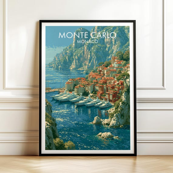 Monte Carlo Monaco Vintage Europe Travel Poster