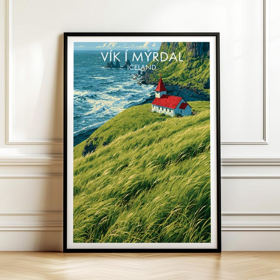 Vk Mrdal Iceland Travel Poster Vintage Europe Landscape Wall Art Print For Home Decor