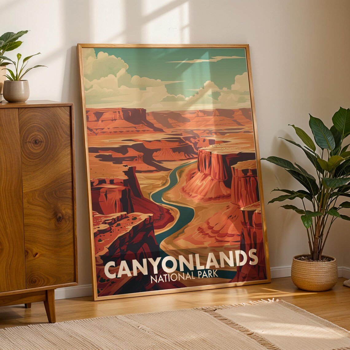 Canyonlands National Park Poster Retro Red Canyon River Travel Scenic Art