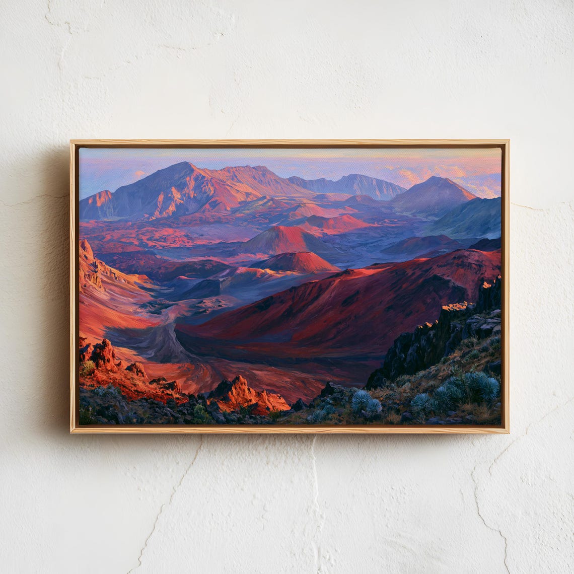Volcanic Crater Glowing At Sunrise Red Mountain Landscape Poster