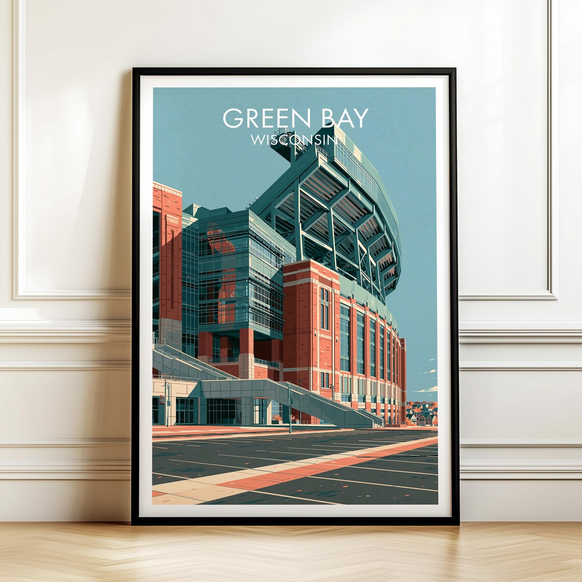 Green Bay Wisconsin Poster Vintage Usa Cityscape Travel Wall Art American Landmark Print Americana Decor