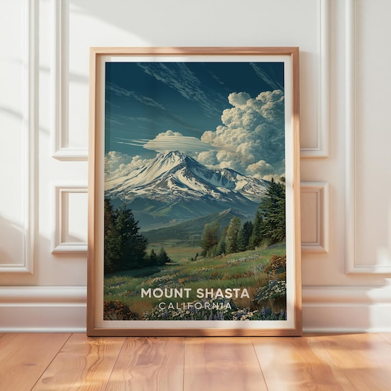 Mount Shasta Vintage California Travel Poster