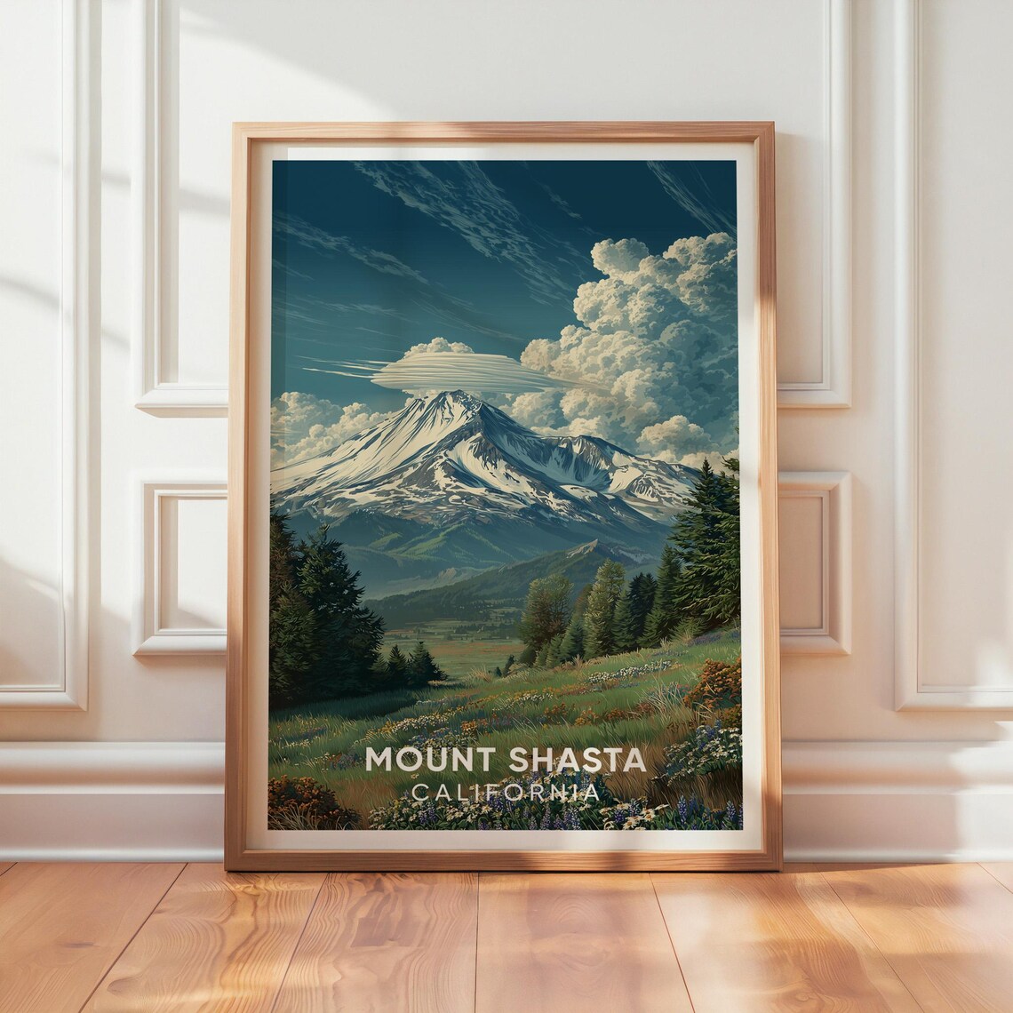 Mount Shasta Vintage California Travel Poster