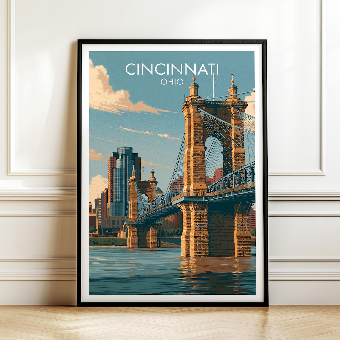 Cincinnati Ohio Vintage Travel Poster