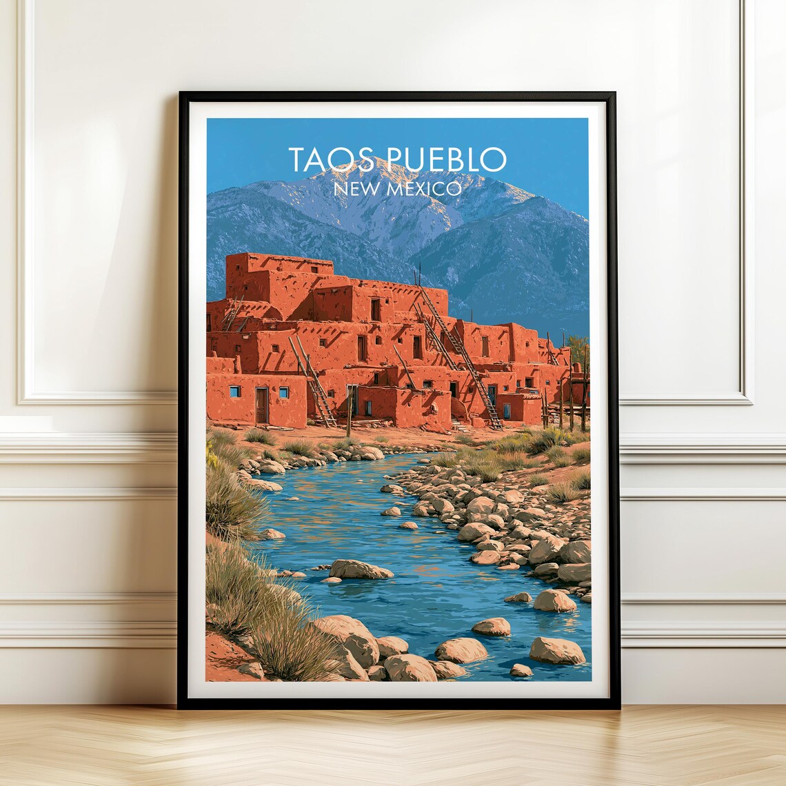 Taos Pueblo New Mexico Adobe Village Desert Southwest Travel Poster