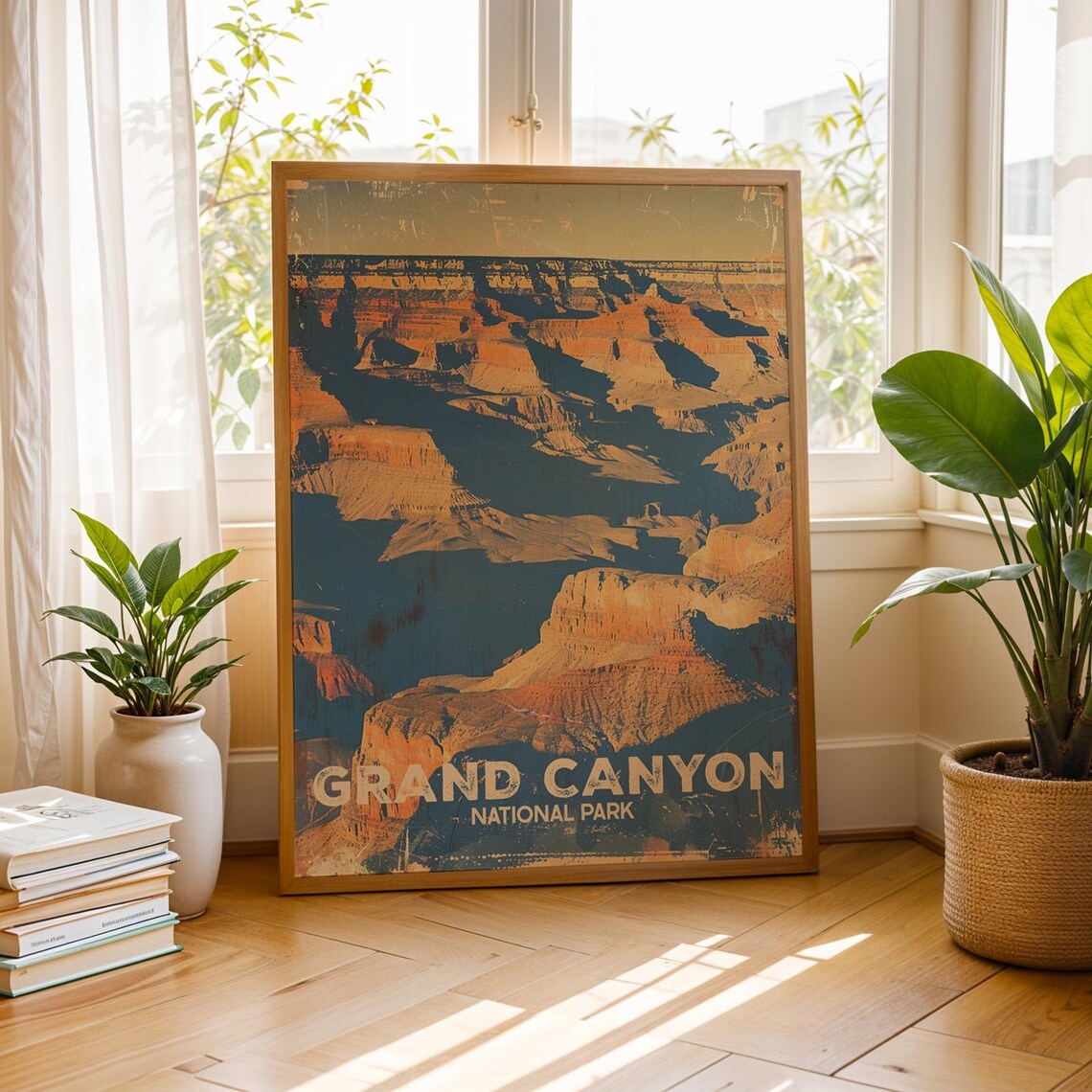 Grand Canyon National Park Vintage Layered Cliff Travel Poster