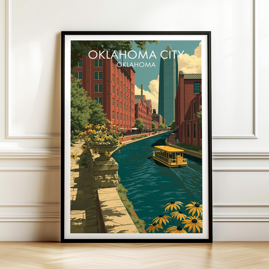 Oklahoma City Vintage Travel Poster, Cityscape