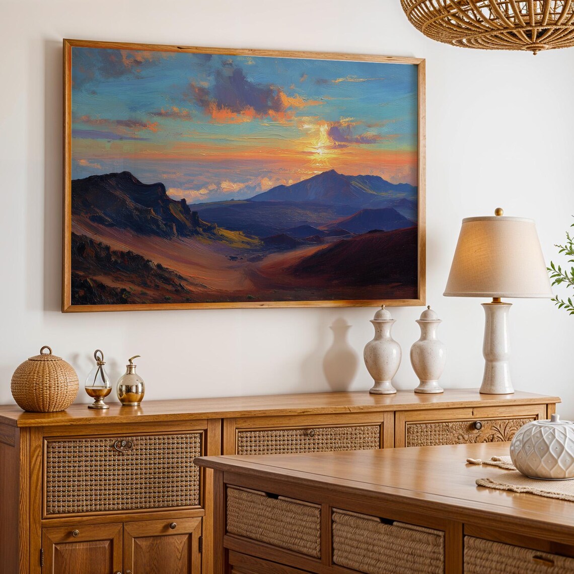Haleakala Volcano Sunset Crater Dramatic Landscape Art Poster