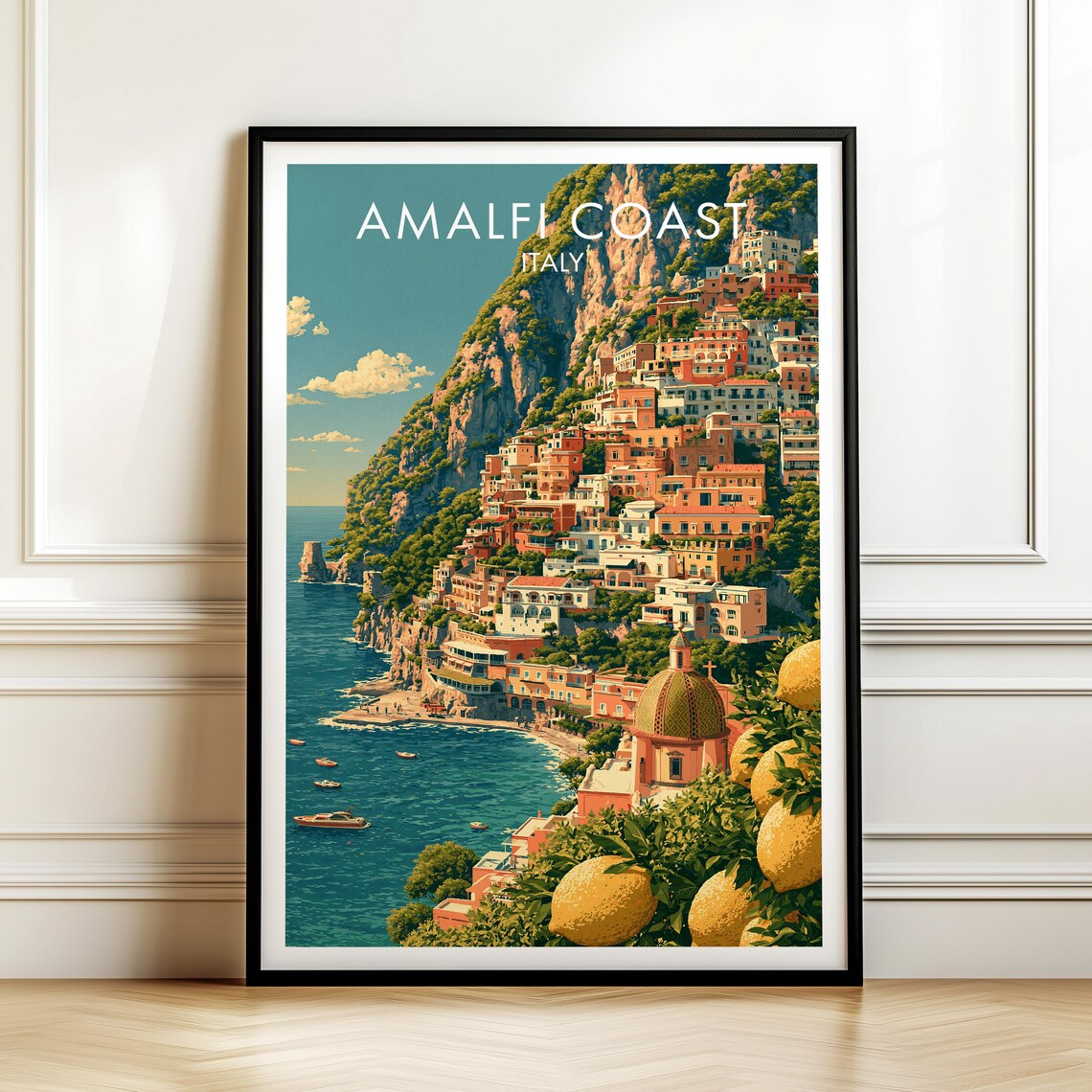 Positano Amalfi Coast Italy Vintage Travel Poster