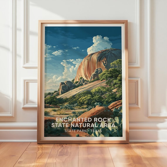 Enchanted Rock Texas State Park Vintage Travel Nature Poster