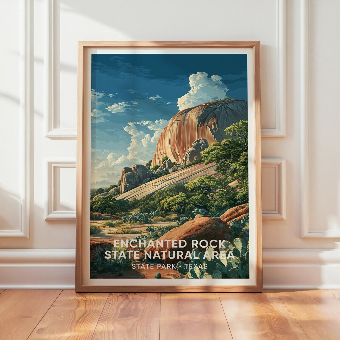 Enchanted Rock Texas Poster Vintage Travel Print Nature Landscape Wall Art