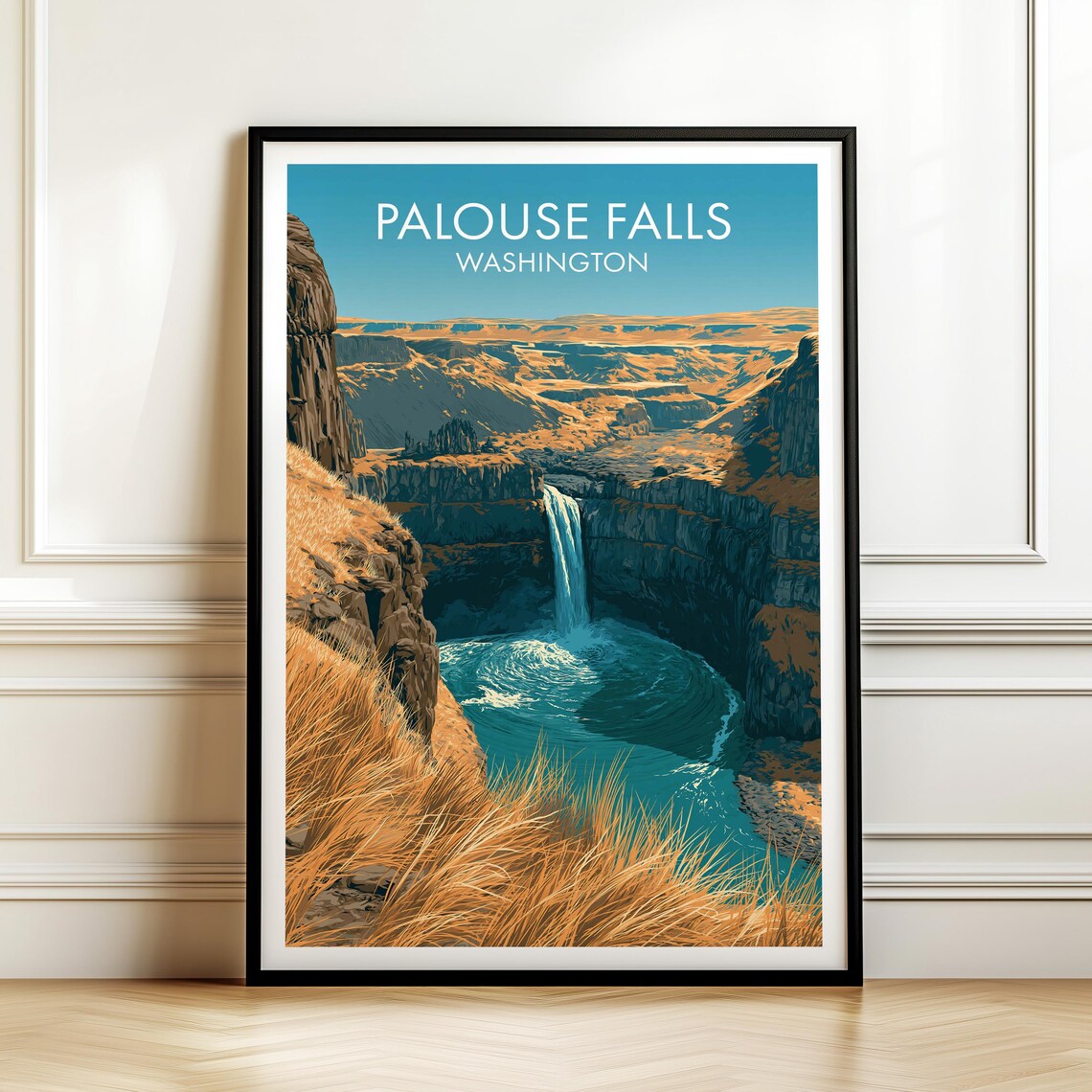 Palouse Falls Washington State Park Poster Usa Travel Landscape Wall Art Print