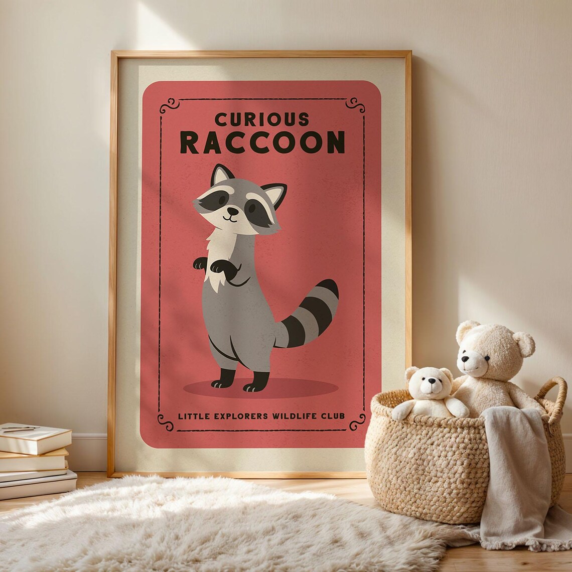 Curious Raccoon Woodland Nursery Art Print