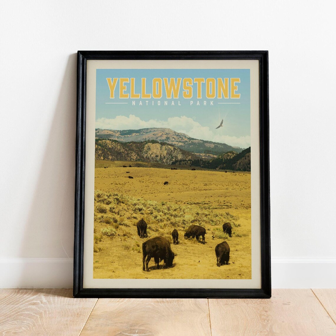Yellowstone Wall Art Poster National Park Print Vintage Gift For Camping Decor