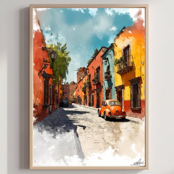 San Miguel De Allende City Mexico Watercolor Print Travel Art Poster