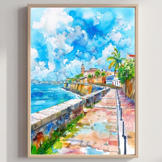 San Juan Puerto Rico Watercolor Print Caribbean Travel Art