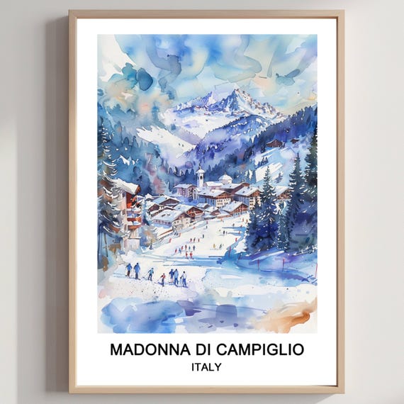 Madonna Di Campiglio Italy Ski Resort Watercolor Art Print