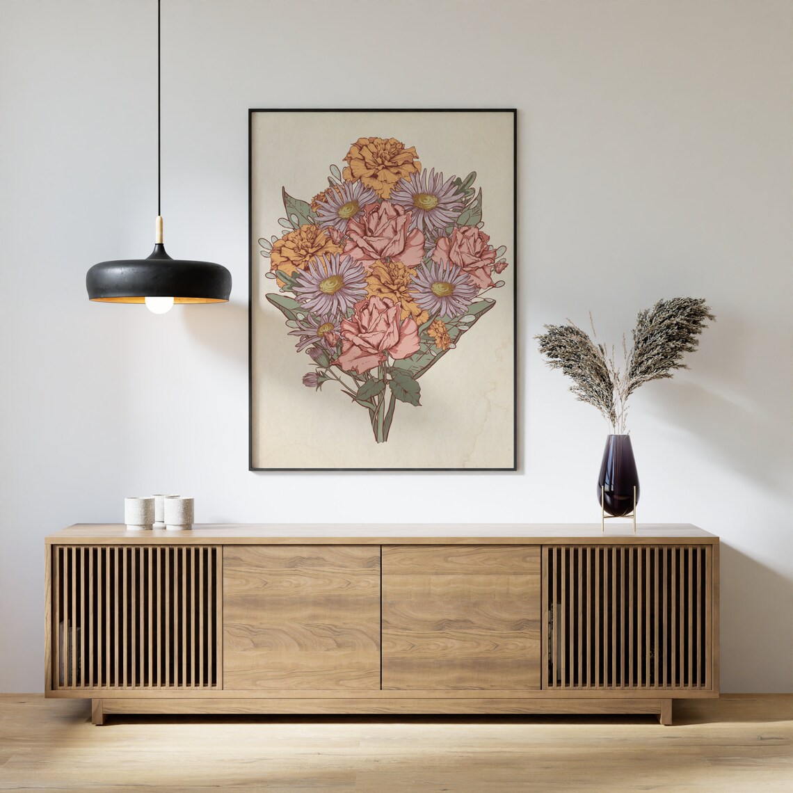 The Rudiselle Family Est 1953 Vintage Floral Bouquet Keepsake Poster - Image 2