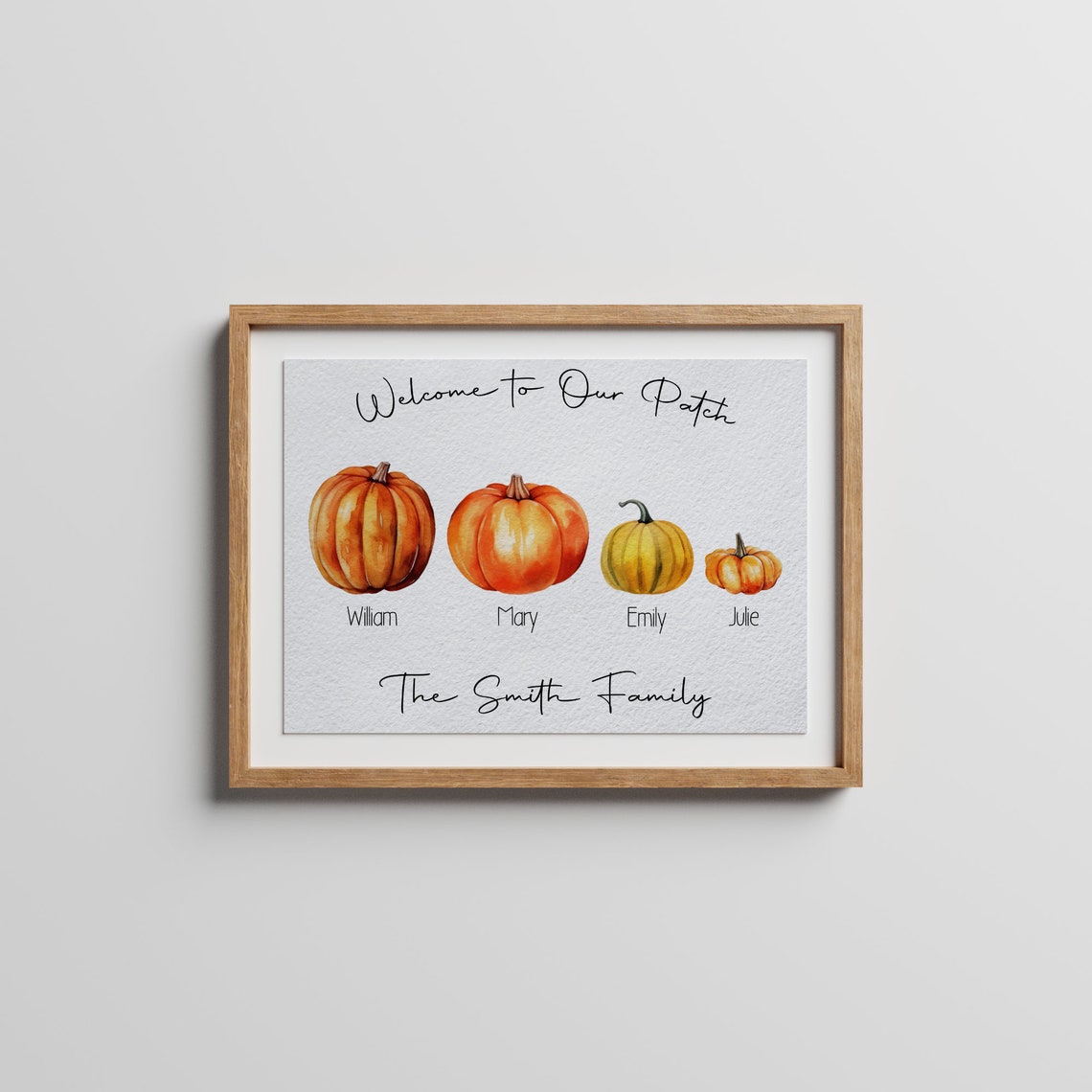 Welcome To Our Patch Watercolor Pumpkin Family Custom Name Fall Poster - Image 3