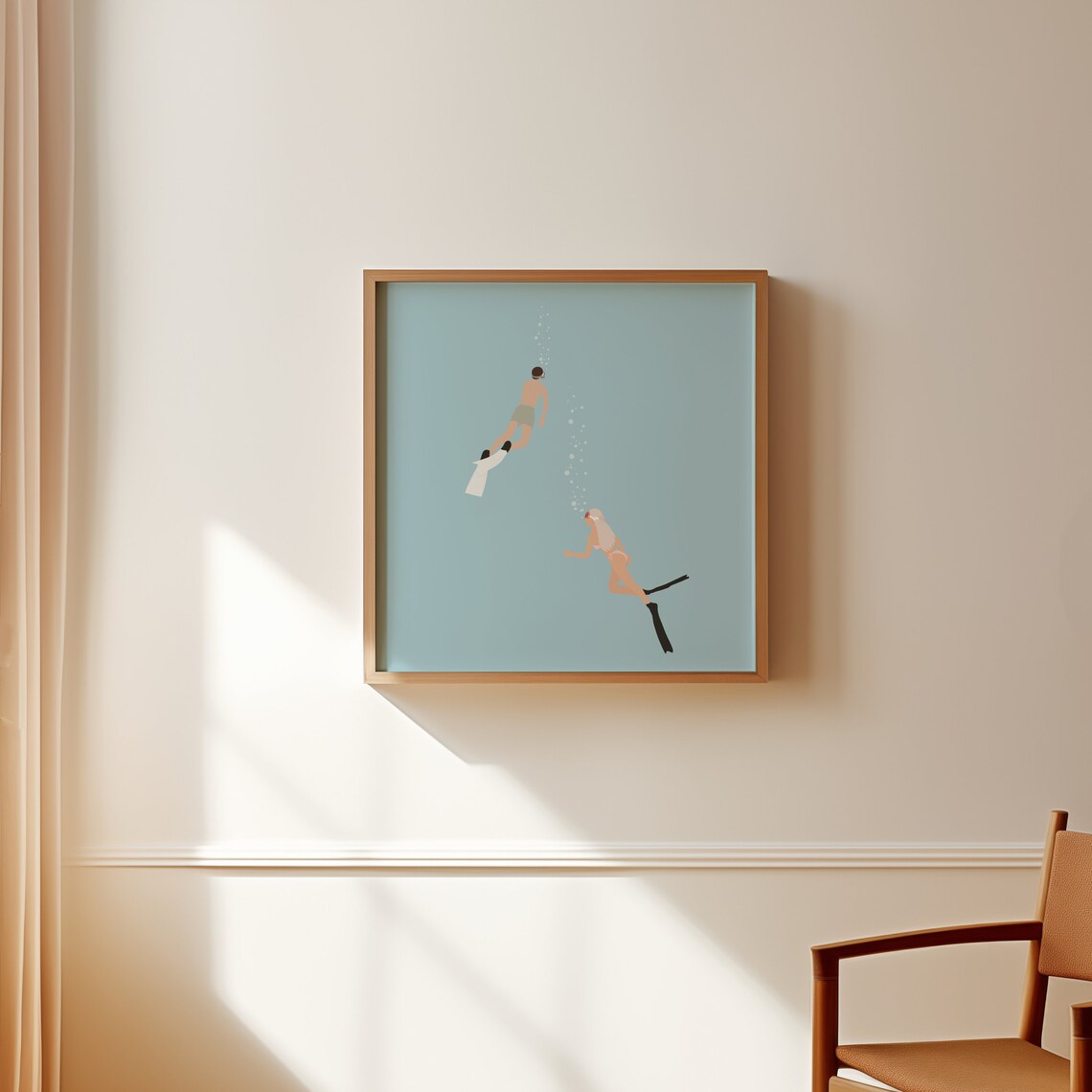 Man and Woman Diving Minimalist Summer Pool Print - Image 3