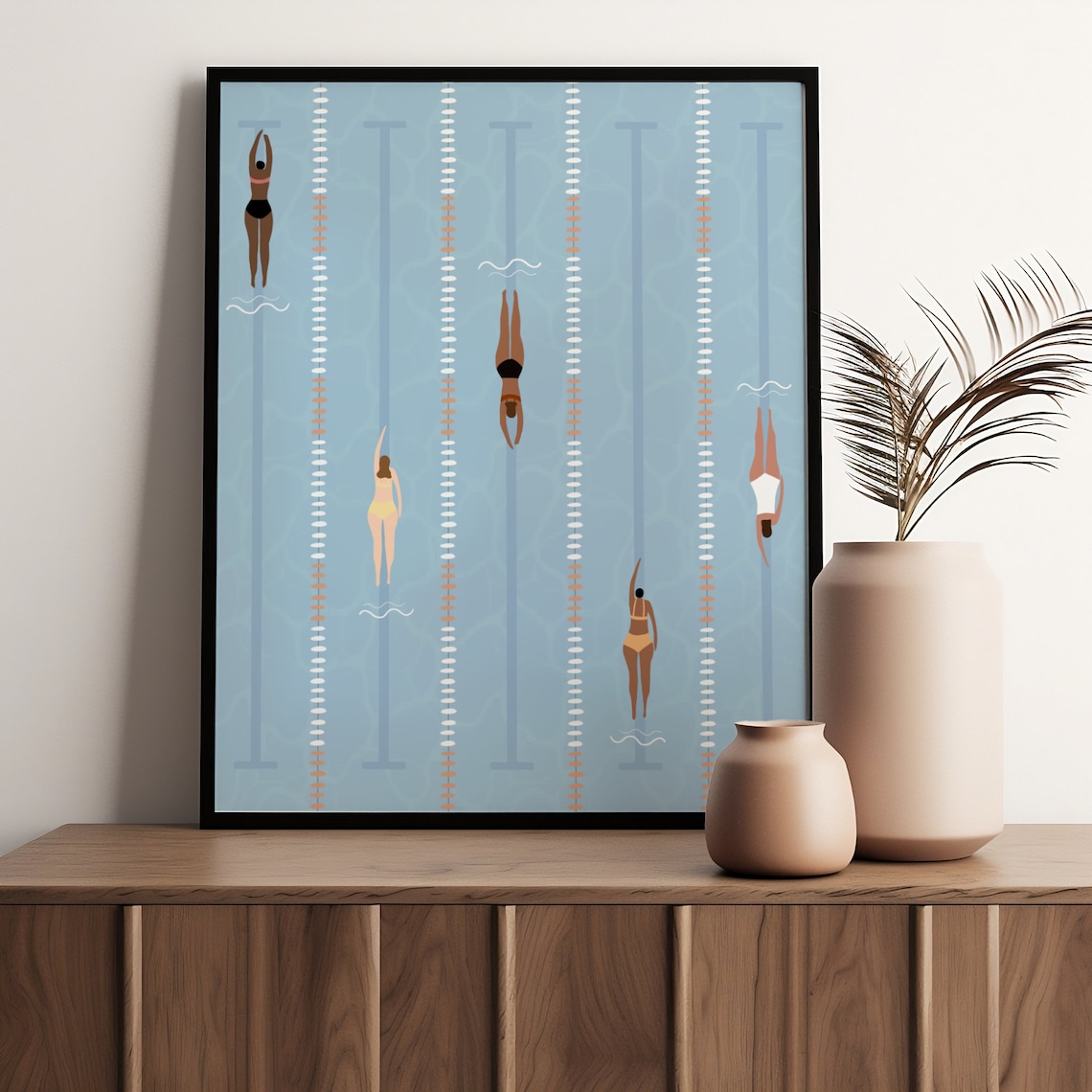 Tiny Swimmers Art Print, Minimalist Beach House Decor - Image 4
