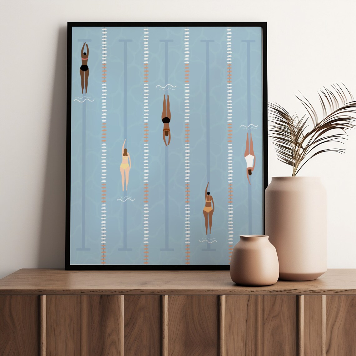 Tiny Swimmers Minimalist Summer Beach House Art Print - Image 4