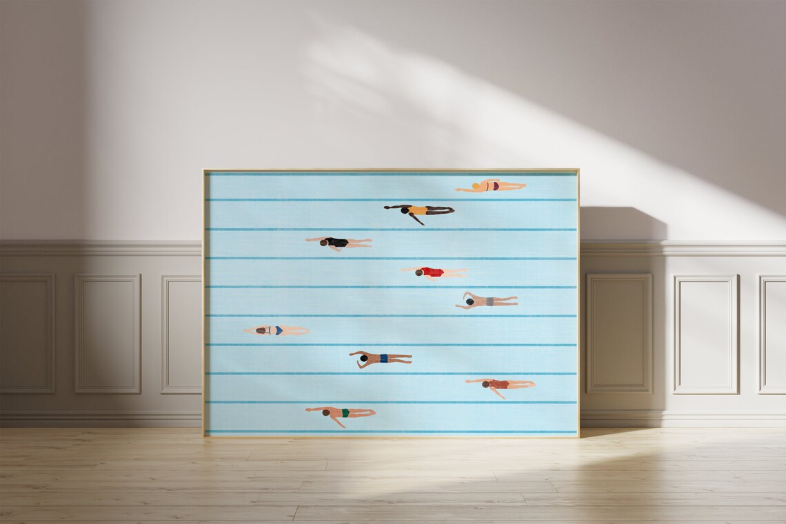 People Swimming In The Pool Wall Art Print - Image 3