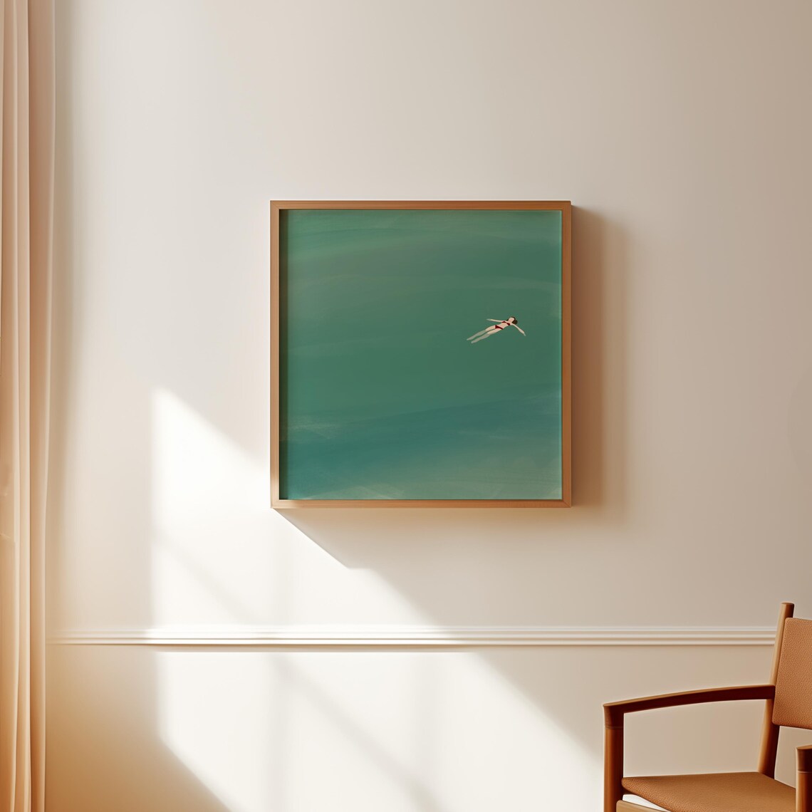 Girl Floating In Pool Horizontal Wall Art Print - Image 2