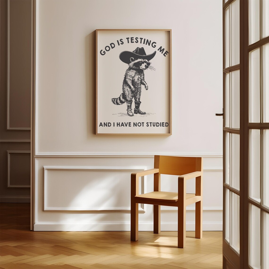Funny Cowboy Raccoon Poster, Western Wall Art Print - Image 2