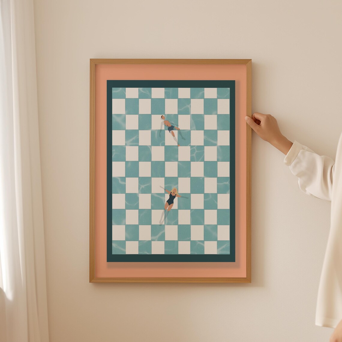 Retro Checkerboard Pool Summer Art Print